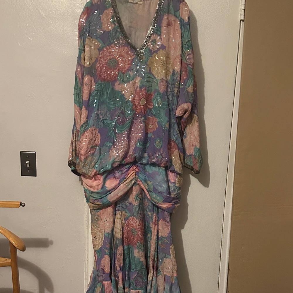 Vintage 1980s Judith Ann plus Sequin Embroidered Floral vintage 1980s rare XL
